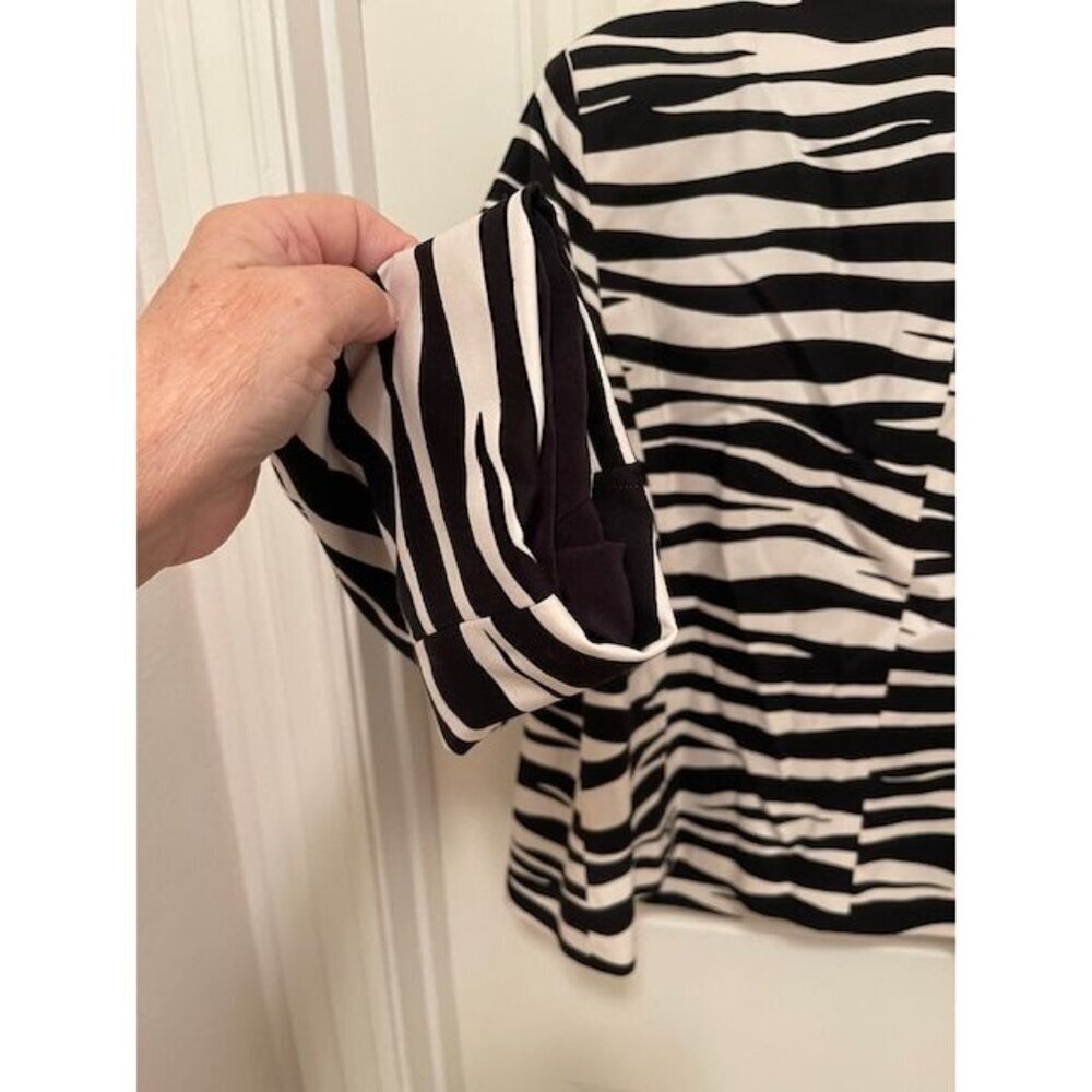 Dana Buchman Vintage Cropped Blazer Jacket Women's Size 14 Silk Blend Zebra Prin - Picture 12 of 16
